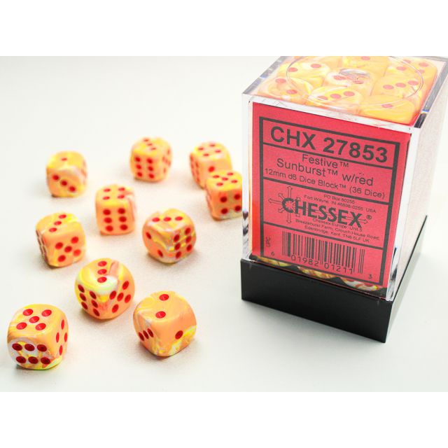 Festive 12mm D6 Sunburst/Red (36) (CHX27853)