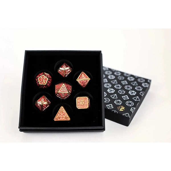 Draco Bright Red/Gold - Metal RPG Dice Set (LPG)