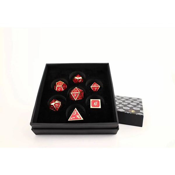 Serif Red/Gold - Metal RPG Dice Set (LPG)