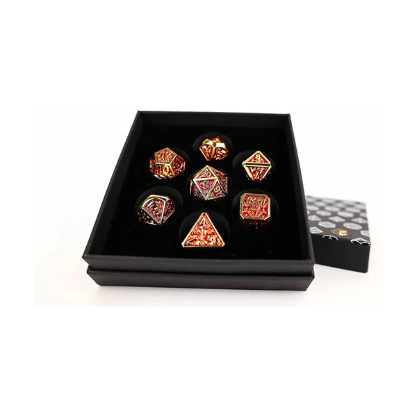 Draco Dark Red/Gold - Metal RPG Dice Set (LPG)
