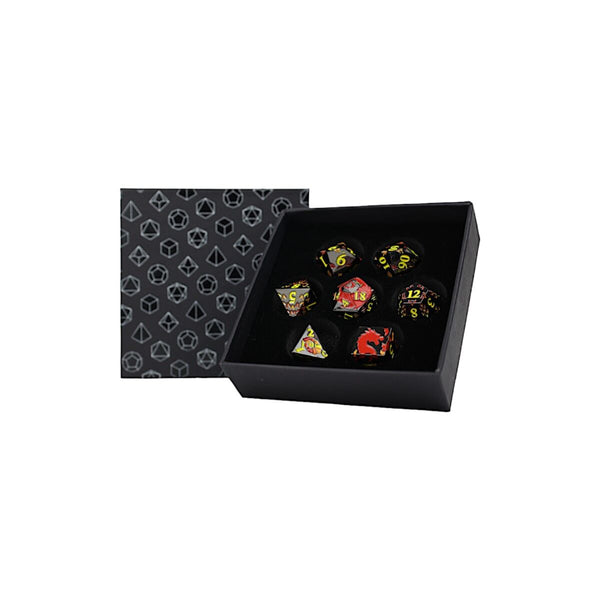 Inscripted Dragon Red - Metal RPG Dice Set (LPG)