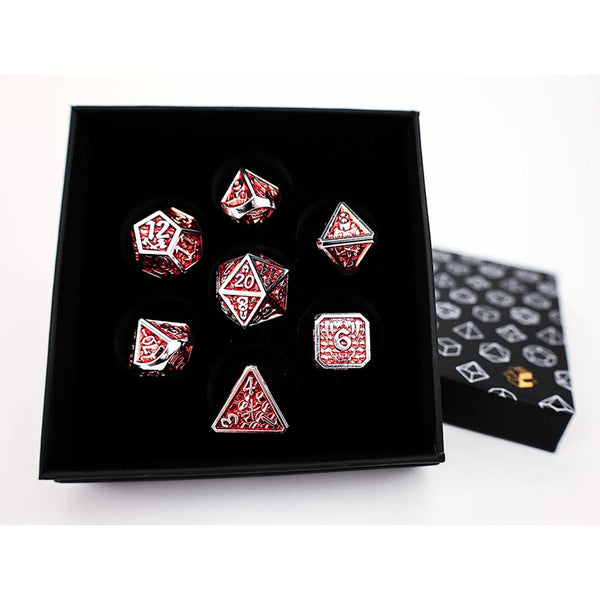 Draco Dark Red/Silver - Metal RPG Dice Set (LPG)