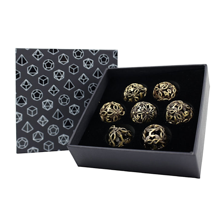 Hollow Vines Tarnished Gold - Metal RPG Dice Set (LPG)