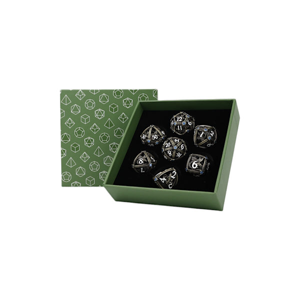Hoard Guardian Tarnished Gold/Blue - Metal RPG Dice Set (LPG)