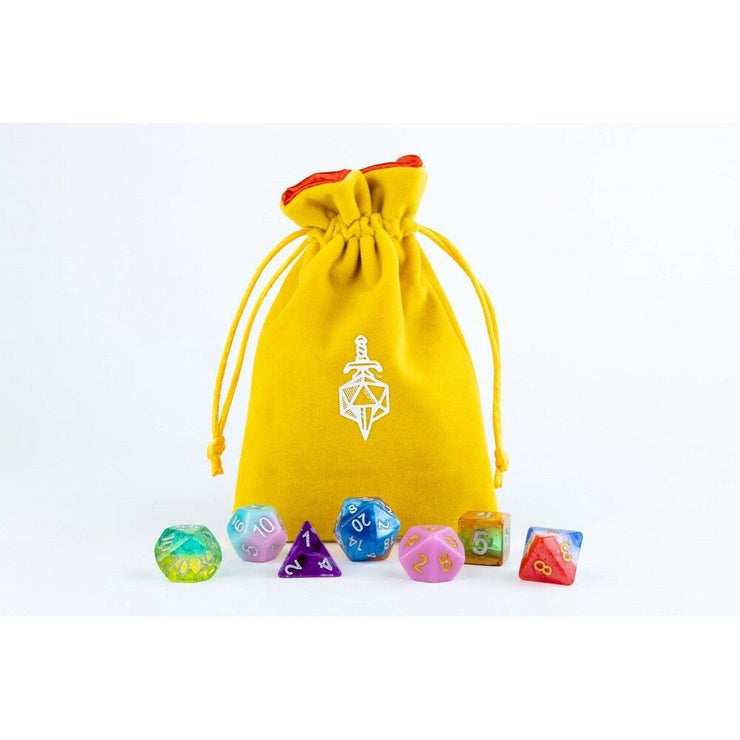 Fanroll Small Velvet Dice Bag - Gold w/Red Satin