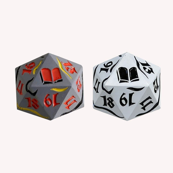 Dual Spindown Dice - Mage White/Black & Silver/Orange (LPG)