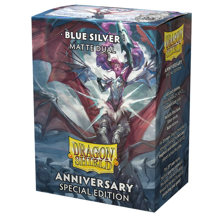 Dragon Shield Sleeves MATTE DUAL- 25th Anniversary Special Ed: Blue Silver (100pk)