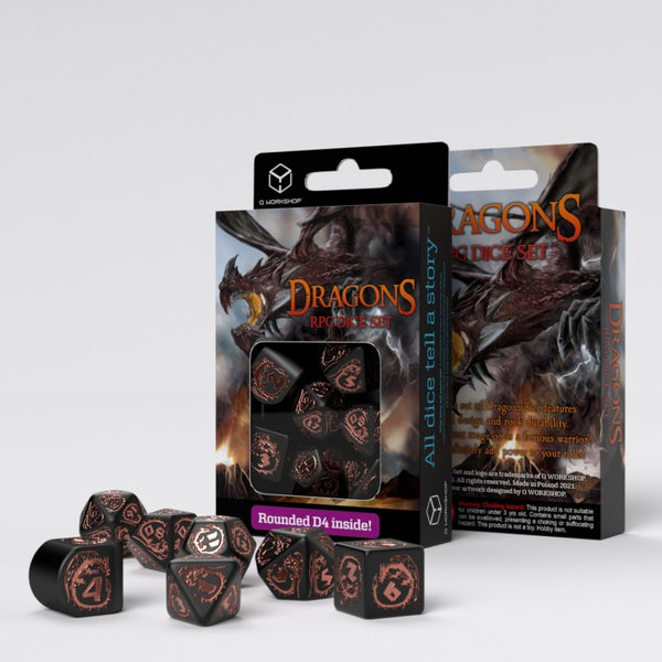 Dragons Modern Dice Set: Obsidian (7)