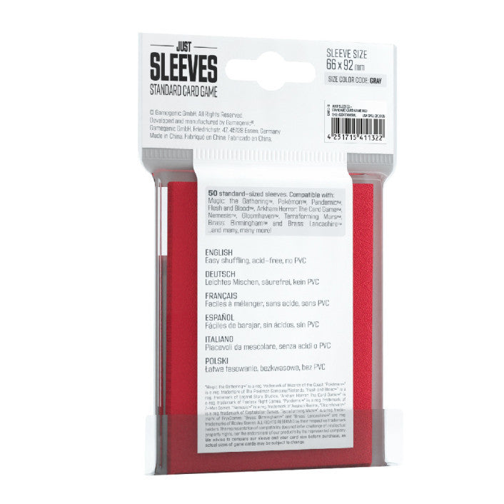 Red Standard Card Game Sleeves (50)