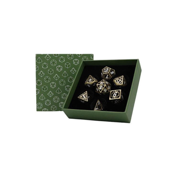 Clockwork Sun Tarnished Gold - Metal RPG Dice Set (LPG)