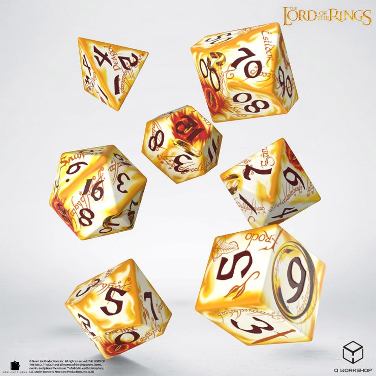 The Lord of the Rings: Ring-bearer - Whitefire Radiance 7 Dice Set: Full Art - Q Workshop