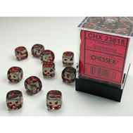 Translucent 12mm D6 Smoke/Red (36) (CHX23818)