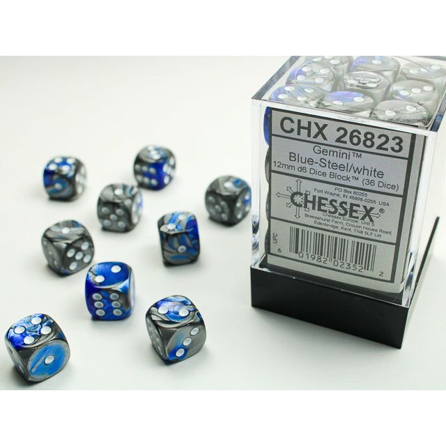 Gemini 12mm D6 Blue-Steel/White (36) (CHX26823)