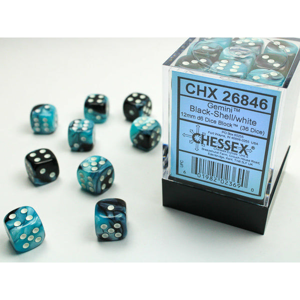 Gemini 12mm D6 Black-Shell/White (36) (CHX26846)