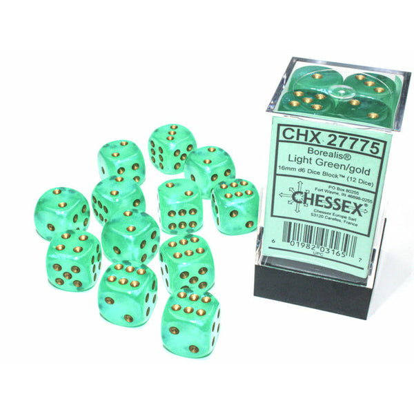 Borealis Luminary 16mm D6 Light Green/Gold (12) (CHX27775)