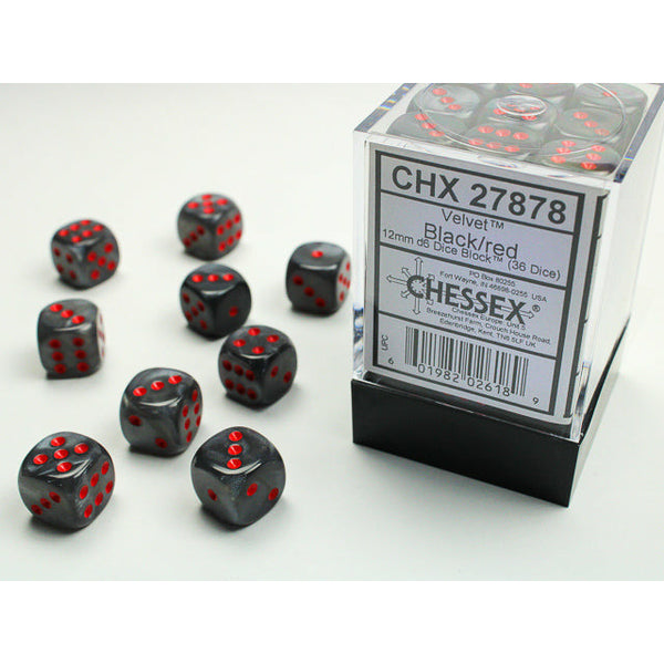 Velvet 12mm D6 Black/Red (36) (CHX27878)