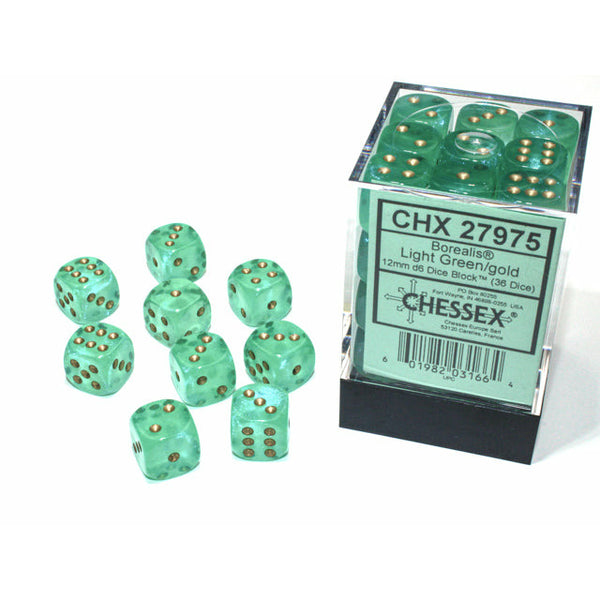 Borealis Luminary 12mm D6 Light Green/Gold (36) (CHX27975)