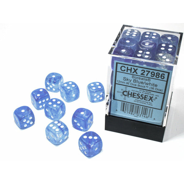 Borealis Luminary 12mm D6 Sky Blue/White (36) (CHX27986)