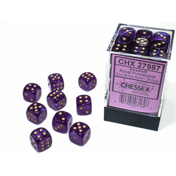Borealis Luminary 12mm D6 Royal Purple/Gold (36) (CHX27987)