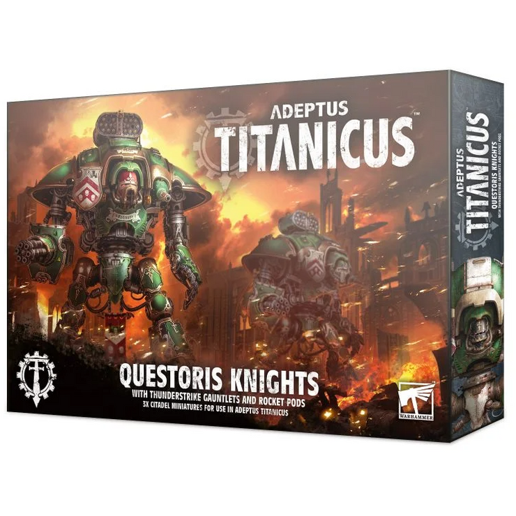 Adeptus Titanicus Questoris Knights with Thunderstrike Gauntlets and Rocket Pods