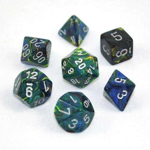 Festive Green w/ Silver - 7 Dice Set - CHX 27445