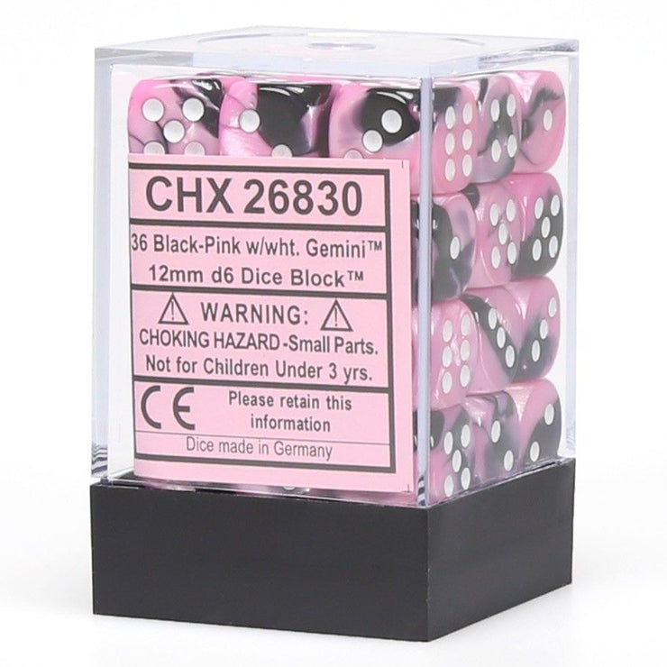 Gemini 12mm D6 Black-Pink/White (36) - CHX26830 