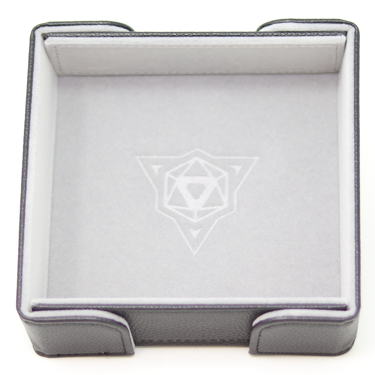 Folding Square Magnetic Dice Tray: Gray Velvet