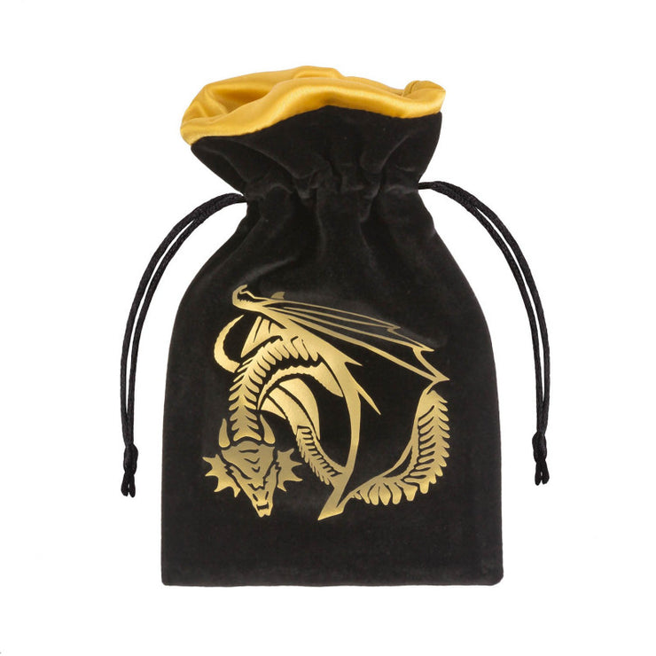 Dice Bag - Dragon Black and Golden Velour