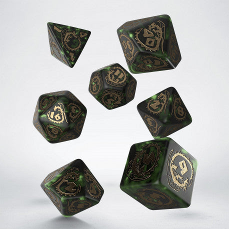 Dragons Bottle Green & Gold Dice Set (7)