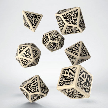 Dwarven Beige & Black Dice Set (7)