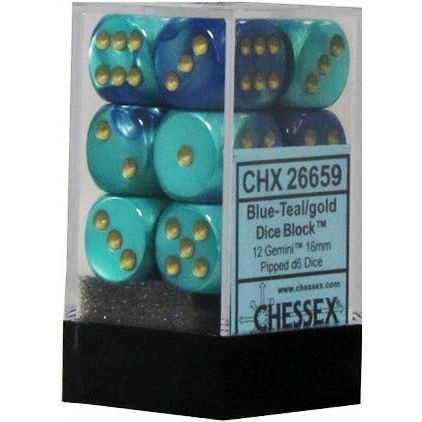 Vortex 16mm D6 Blue-Teal/Gold (12) - CHX26659