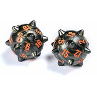 PolyHero Dice: Warriors d20 Spiked Balls - Steel Grey (2)