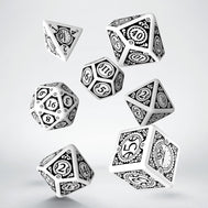 Steampunk Clockwork White & Black Dice Set (7)